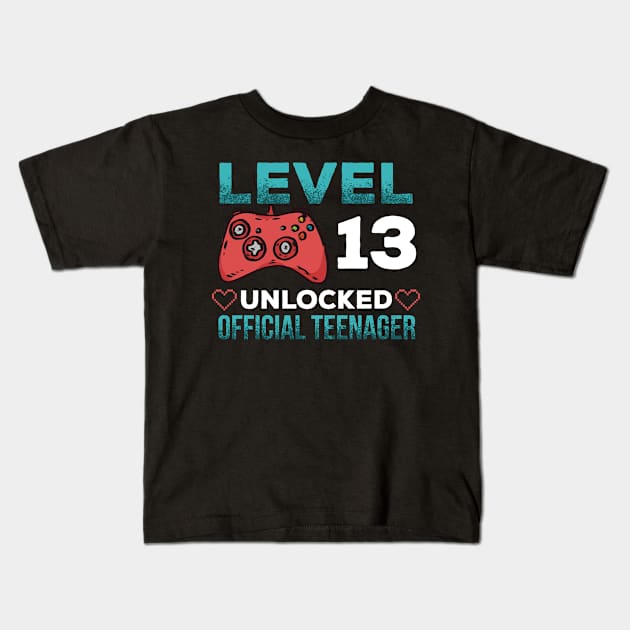 Level 13 Unlocked Official Tennager Kids T-Shirt by indigosstuff